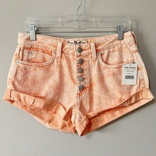 Free People We the Free Romeo Rolled Cuff Cutoff Jean Shorts Peach Size 26 NEW
