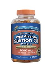 Pure Alaska 1000mg Omega-3 Wild Alaskan Salmon Oil 1000mg-210 Soft gels Exp-6/26