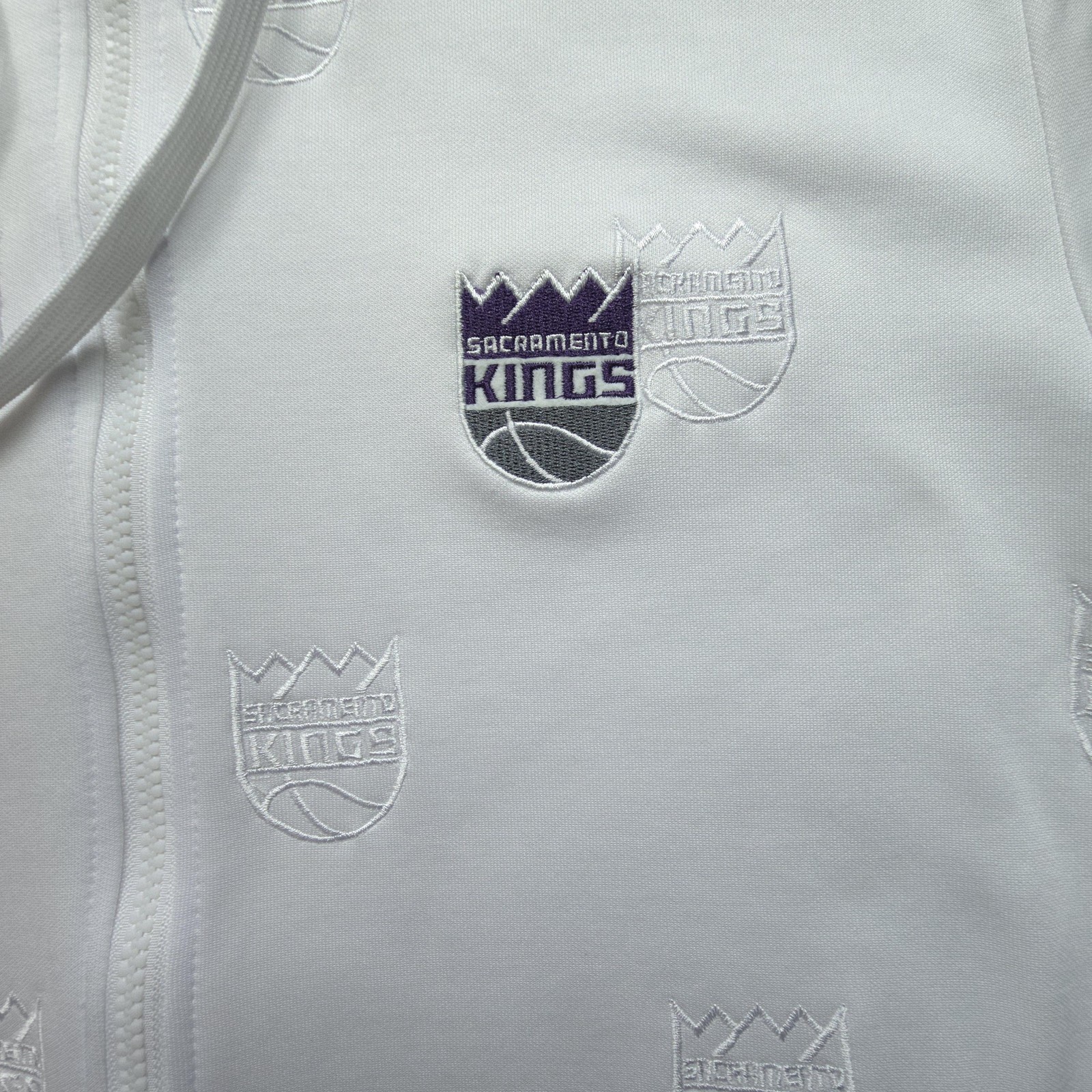FISLL Sacramento Kings Hoodie Men Large White Purple NBA Basketball Full Zip Sac