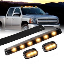 3x Led Cab Marker Lights Smoked Amber Light For Sliverado Sierra 2007-2013