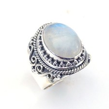 Natural Rainbow Moonstone Ring Solid 925 Sterling Silver Moonstone Jewelry-R083