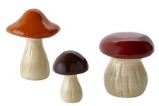 IKEA H&Ouml;STAGILLE 206.329.50 Decoration Set of 3 Mushroom Ceramic Autumn D&eacute;cor New