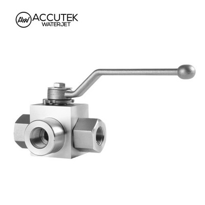 AW  304 SS 3-Way Hydraulic Ball Valve L-Port Female Thread BSPP 6000Psi