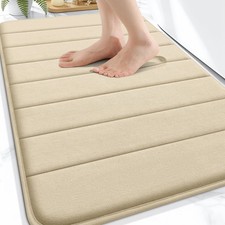 OLANLY Memory Foam Bath Mat 30x20, Super Soft Absorbent 30" X 20", Beige