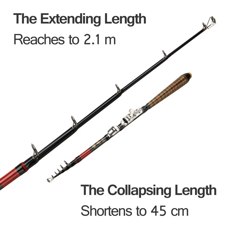 Professional Carbon Fiber Telescopic Fishing Rod Travel Spinning Rod Pole 2.1m - Image 3 of 4