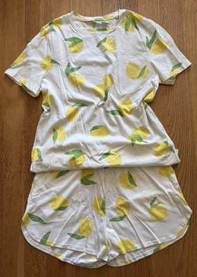 Esmara Lemon Print Pyjama Set - Womens Short PJ Summer Loungewear-Size S UK 8/10