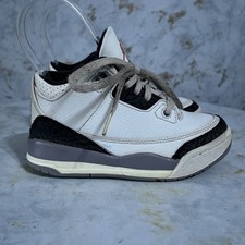 Jordan 3 Retro Youth Kids Size 11C Shoes White Gray Athletic Mid Top Sneakers