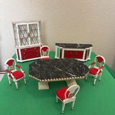 Ideal GORGEOUS DINING ROOM SET Vtg Miniature Dollhouse Furniture mid Century mod