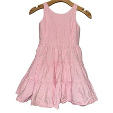 Polo by Ralph Lauren Girl s Size 8 Pink White Seersucker Striped Tiered Sundress