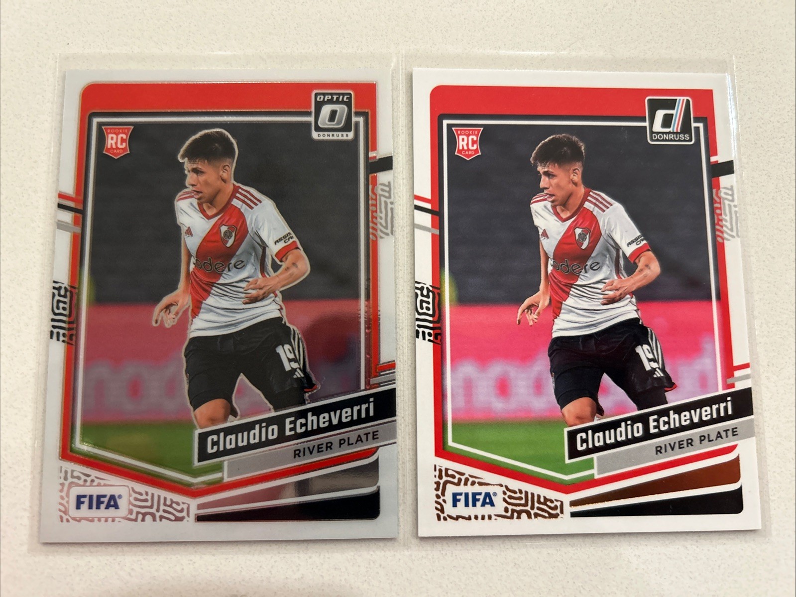 2023-24 Panini Donruss FIFA Claudio Echeverri RC (2) Optic & #164 Argentina (RC)