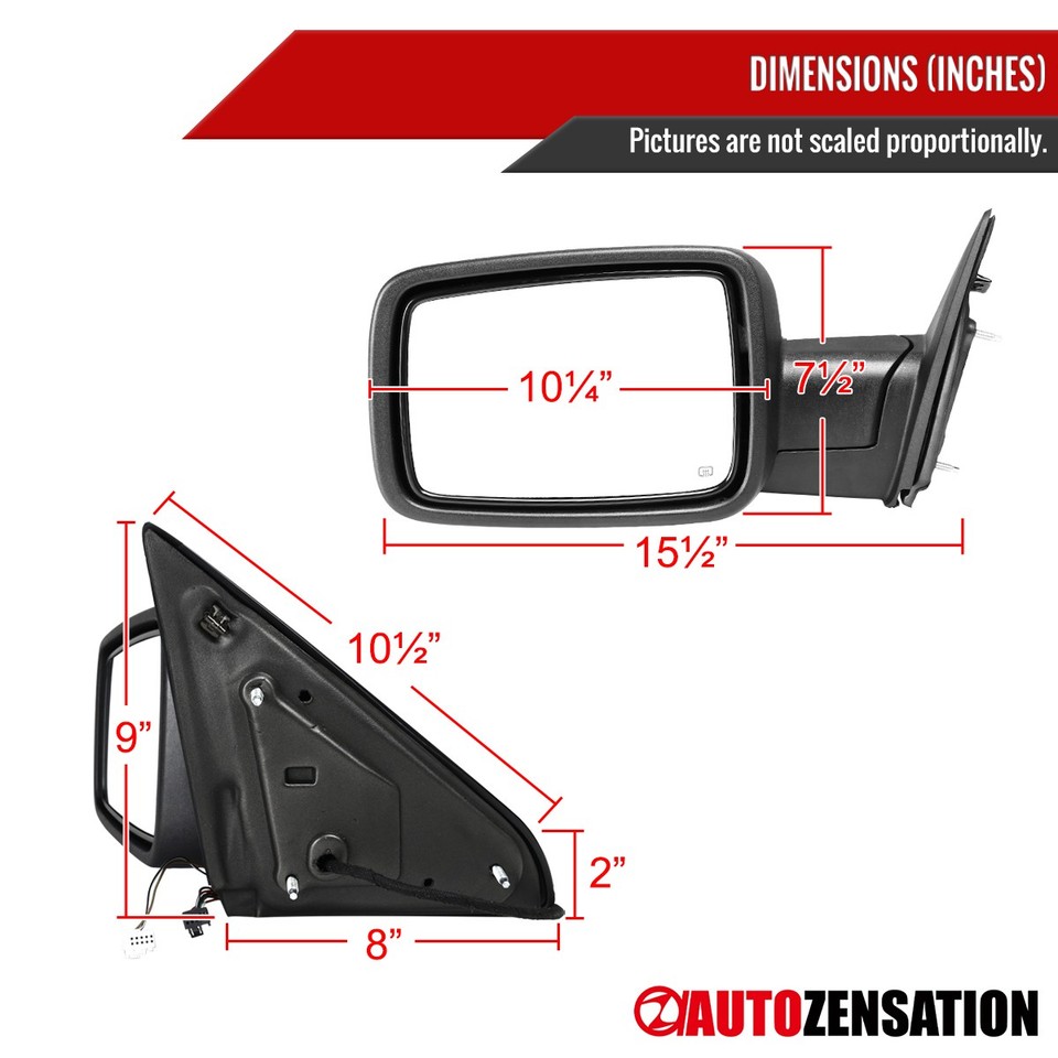 Chrome Power Left Mirror For 2013-2019 Dodge Ram 1500/2500 - Heated, Signal, Sensor