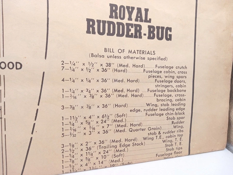 Model Airplane Plans: Royal Rudder-Bug Original Vintage Plans - Not a Reprint! - Image 3 of 4