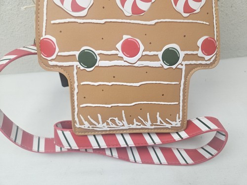 LOUNGEFLY DISNEY MINI CROSSBODY BAG PEANUTS GINGERBREAD HOUSE NEW - Picture 3 of 5