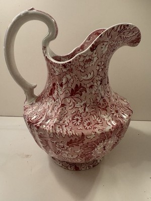 Victorian 1875-1900  Siam Pattern Red Transferware Pitcher BWC&M Cauldon England