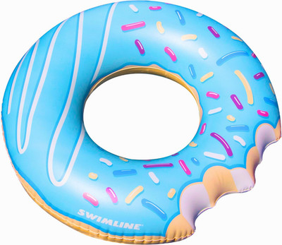 Blue Donut Pool Ring   Inflatable Lounge Float with Fun Design for Adults & Teen