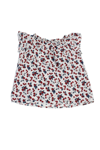 Bonpoint Girls Cotton Cherry Print Short Sleeve Blouse Top White Size 8 - Picture 2 of 6