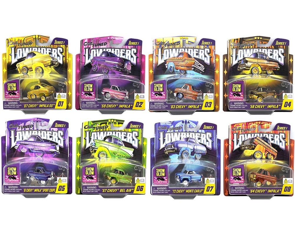 CarTuned 1:64 Lowriders SHOW GLOW Series 1 Assortment 8 Car Set