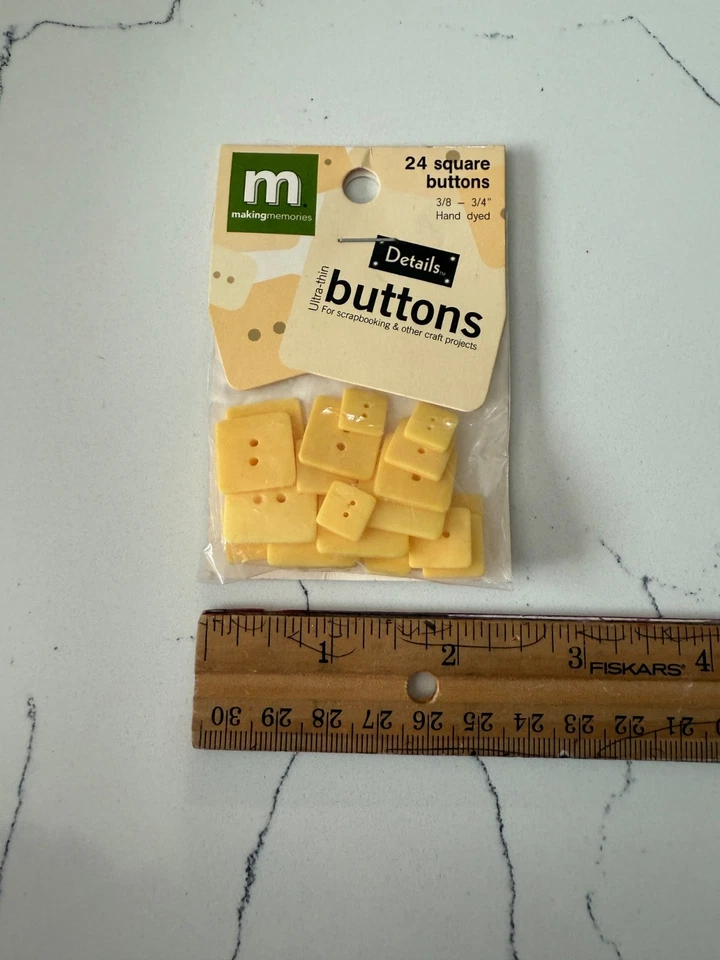 Making Memories 24 Square Lemon Ultra-Thin Buttons 3/8"- 3/4" Scrapbooking - Image 3 of 4