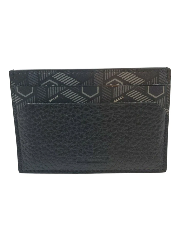 Cartera con tarjetero de visita de cuero granulado negro Bally Shar 6218370 precio de venta sugerido por el fabricante 230 USD