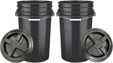 7 Gallon Large Black Food Grade - BPA Free- Made in USA Bucket Pail