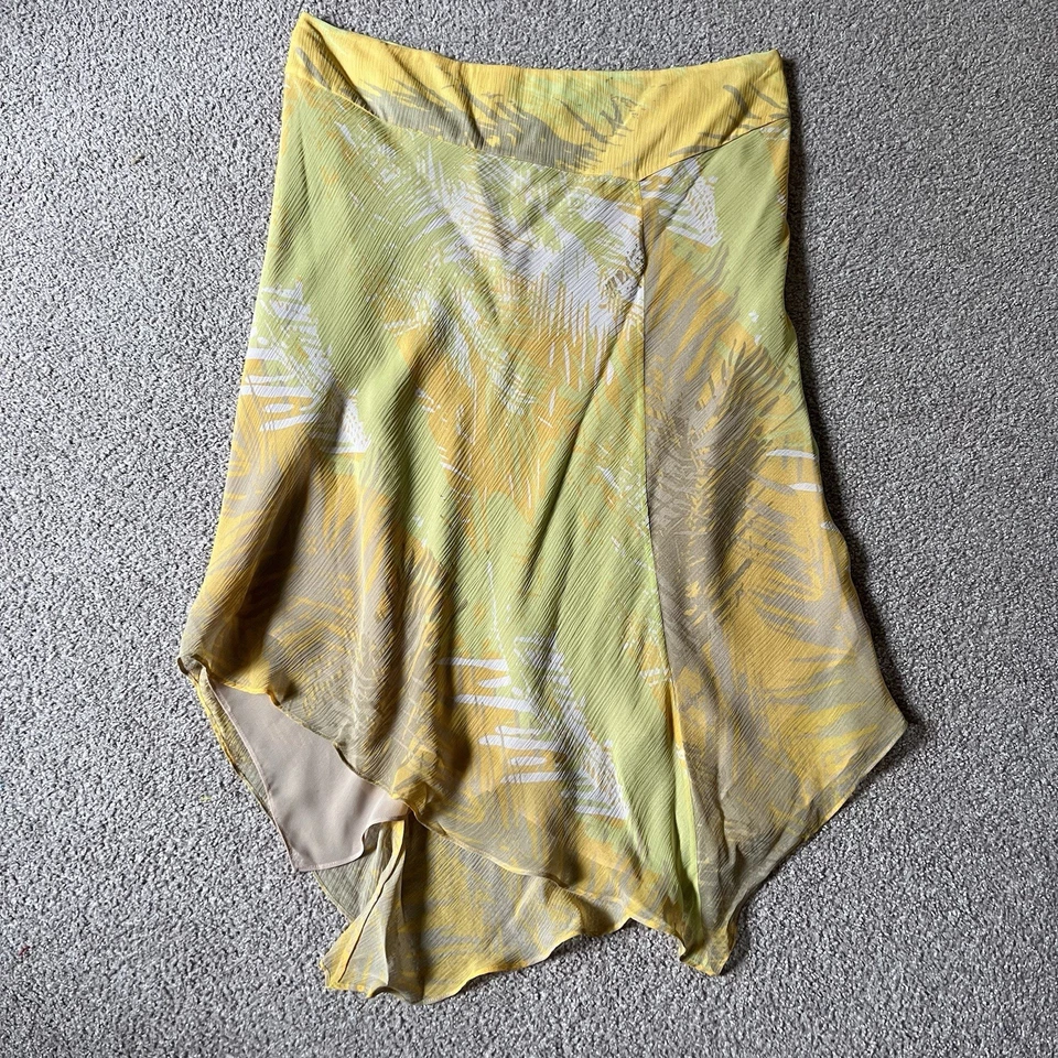 Saia Midi Vintage Y2K Kenneth Cole Seda Cintura Baixa Assimétrica Fada 12 - Imagem 2 de 4