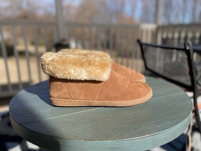 LAMO For Vermont Country Store Bootie Slippers Womens 11 Chestnut Sheepskin