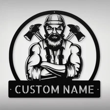 Personalized Woodworker Lumberjack Metal Sign Custom Decor for Home Office Gift