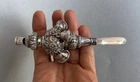 1888 ANTIQUE VICTORIAN STERLING SILVER BABY RATTLE BELLS WHISTLE MOP  G Unite