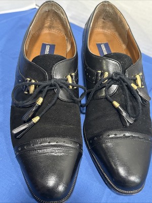 Vintage 1990s Giorgio Brutini Loafers Size 1/2 Men Black Leather And  Suede
