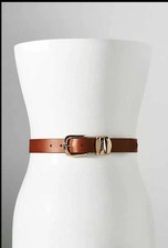 Anthropologie structured keeper leather belt Honey Large