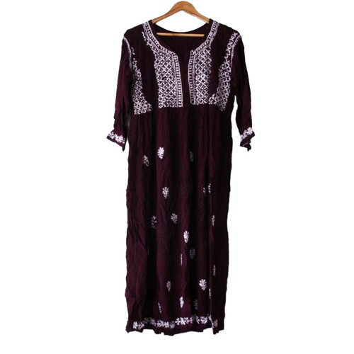Asian XL Burgundy Salwar Kameez - Women's Embroidered Pakistani 3 Piece Suit
