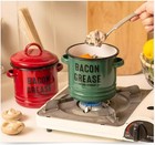 Vintage Enamel Grease Container Oil Pot With Lid, Large Capacity Oil Pot Bacon — photo 2