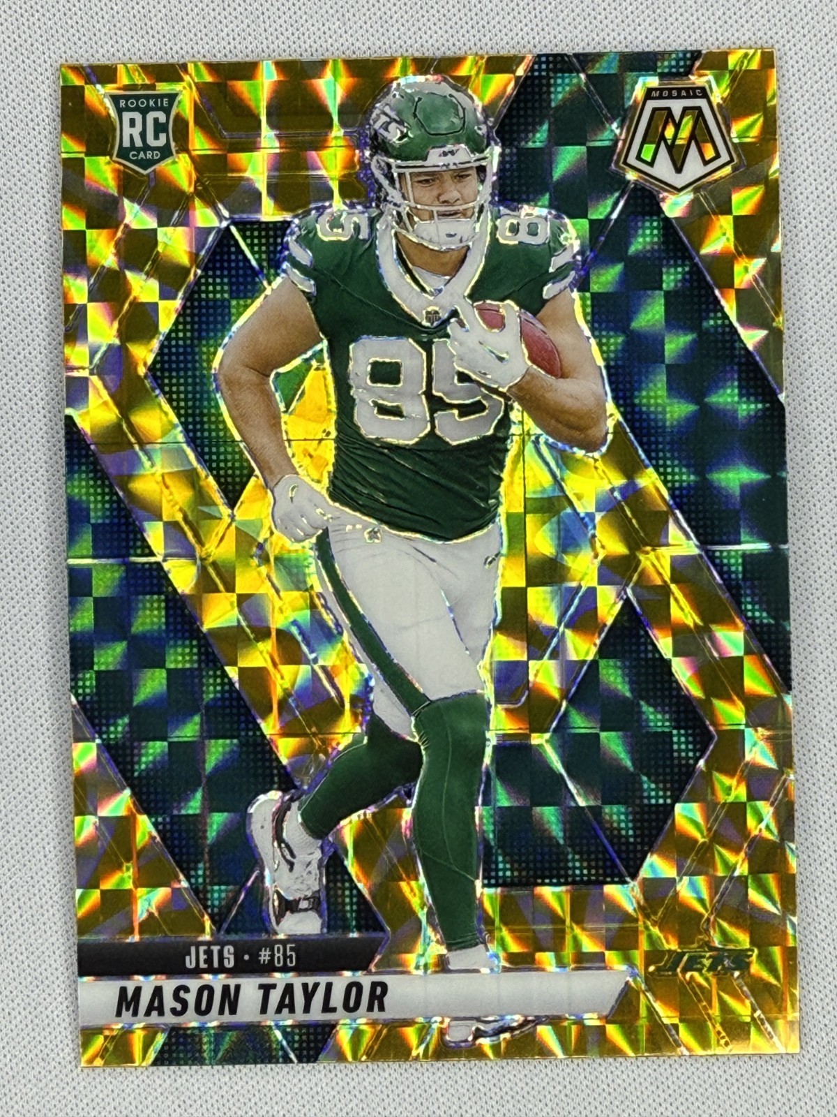 Mason Taylor 2025 Panini Mosaic Football Yellow Reactive Prizm RC  #324 NY Jets