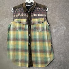 Arrived Vest Womens M Western Aztec Tribal Patchwork Boho Festival Grunge Hippie