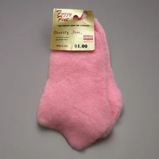 VTG Socks 80's Fuzzy Feet 70s Pink Low Cut Acrylic Hanes Beverly Jane 6-8.5