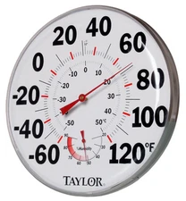 12" inch Thermometer Temperature Humidity Gauge - measures climate grow room