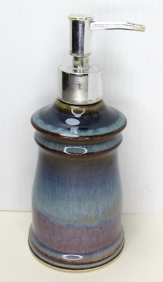 #ad #ad RARE Bill Campbell Pottery Soap Dispenser Pump Signed Purple Blue Drip Glaze Art $89.97