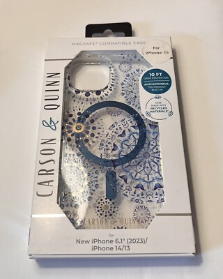 New iPhone 15/14/13 Carson & Quinn Medula Blue Clear MagSafe Case fits 16e/17e