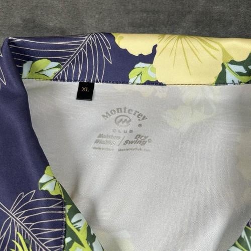 Monterey Club Shirt Mens Extra Large Blue Yellow Floral Button Up Wicking Golf - Picture 2 of 9