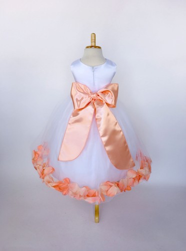 White Tulle Rose Petal Dress Easter Birthday Spring Summer Pageant Satin #24 - Picture 98 of 177
