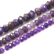 Gemstone Purple Amethyst Faceted Rondelle Bead 15" strand 4mm 6mm 8mm Jewelry