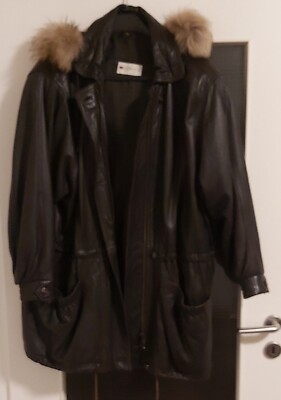 Fabiani Damen Lederparka/Jacke-Winter mit abnehmbarer Kapuze Gr.46
