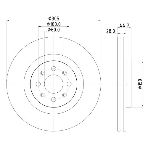2x HELLA 8DD 355 126-391 Disque De Frein Pour OPEL Astra J GTC (P10