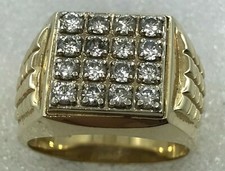 14 karat diamond ring - 14K gold classic rectangle 0.80 carat diamond men's ring