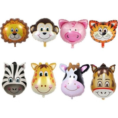 Tier Safari Folien Gesicht Ballon Dschungel Happy Birthday Party Deko x 1