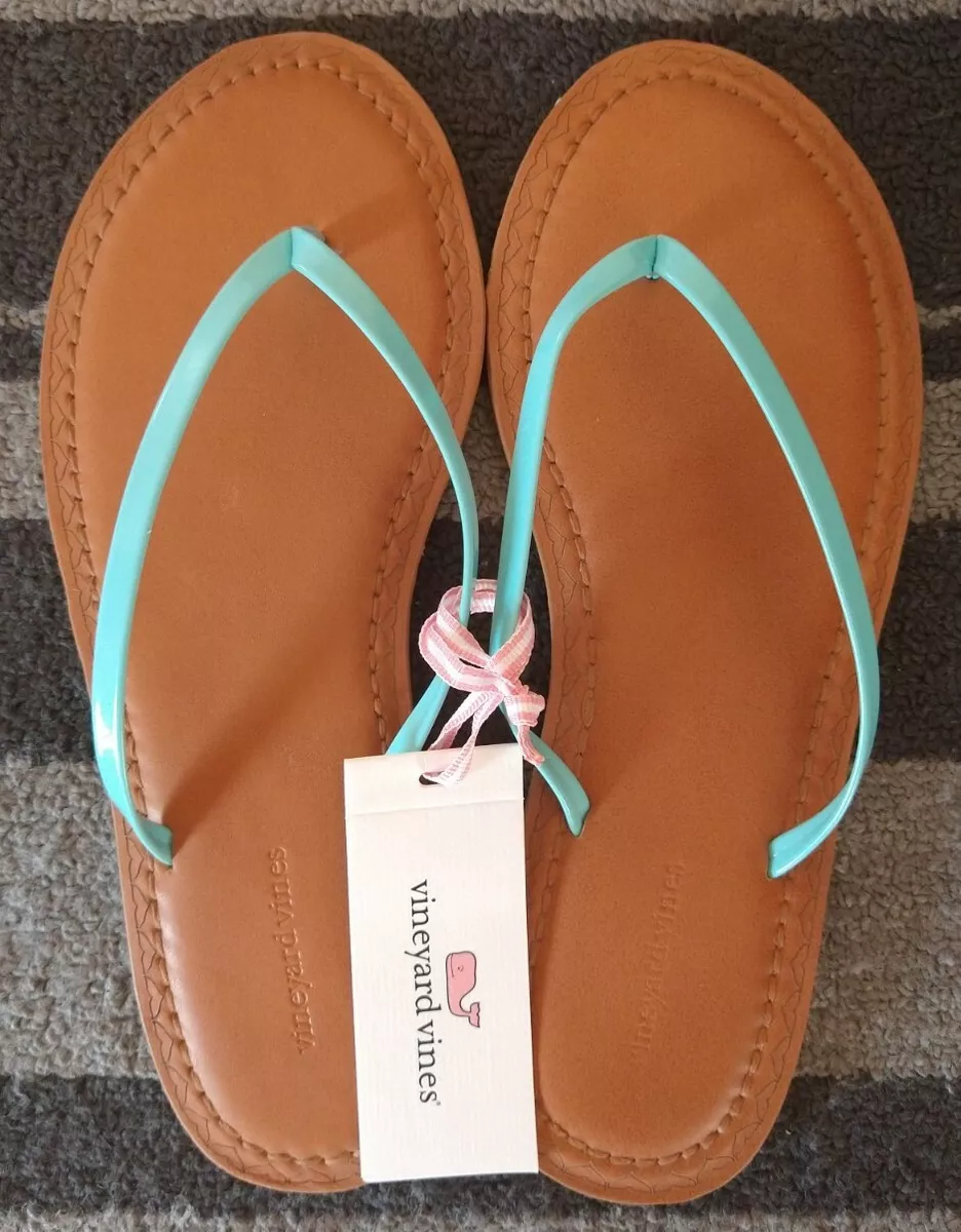 Vineyard Vines Women s Size 8 Skinny Strap Flip Flops Andros Blue