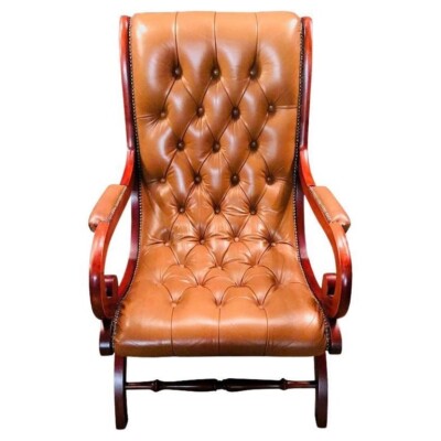 Q' Chesterfield Armchair Leather Brown
