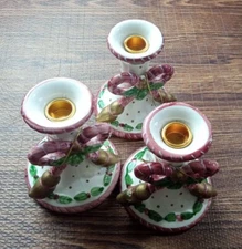 Candle Holder w/Floral Pattern 5-1/4" Tall x 4-3/4" Set Of 3