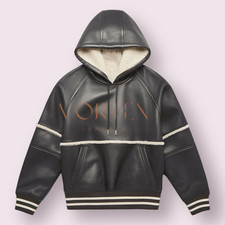 Premium Black Leather Hoodie For Men's Lambskin Leather Hoodie Classic Style