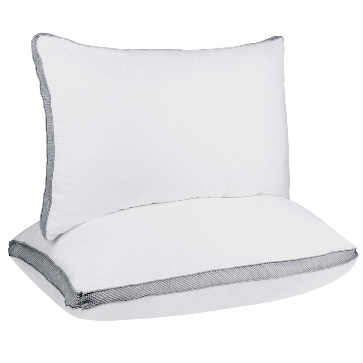 2 Pack Gusseted Pillow Premium Quality Bed Pillows Side Back